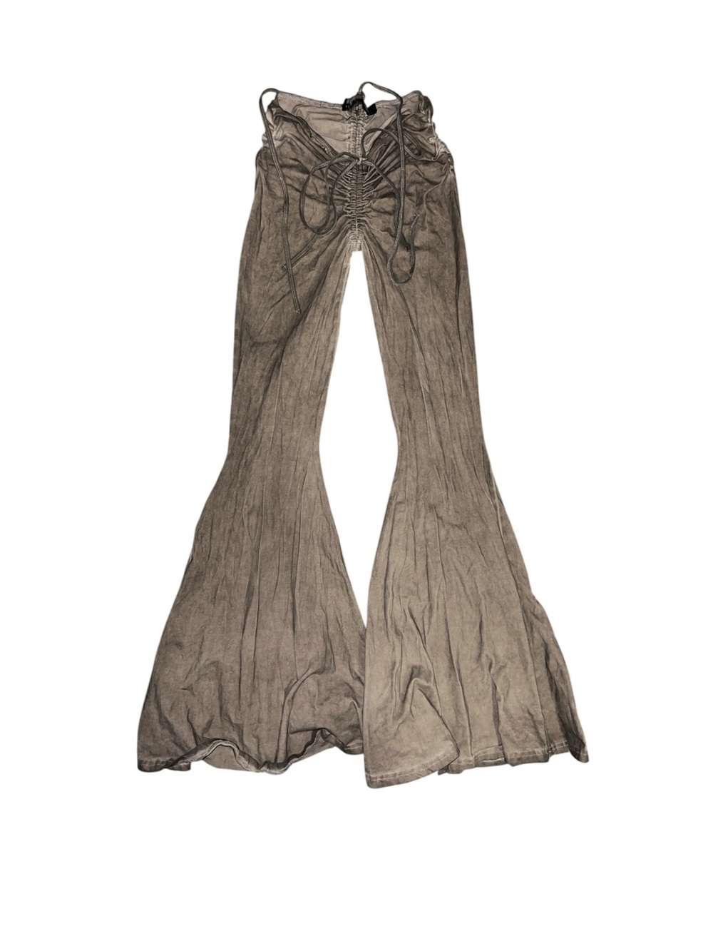 Dolls Kill Darker Wavs Fader V-Cut Brown Washed Bell Bottoms Size SMALL